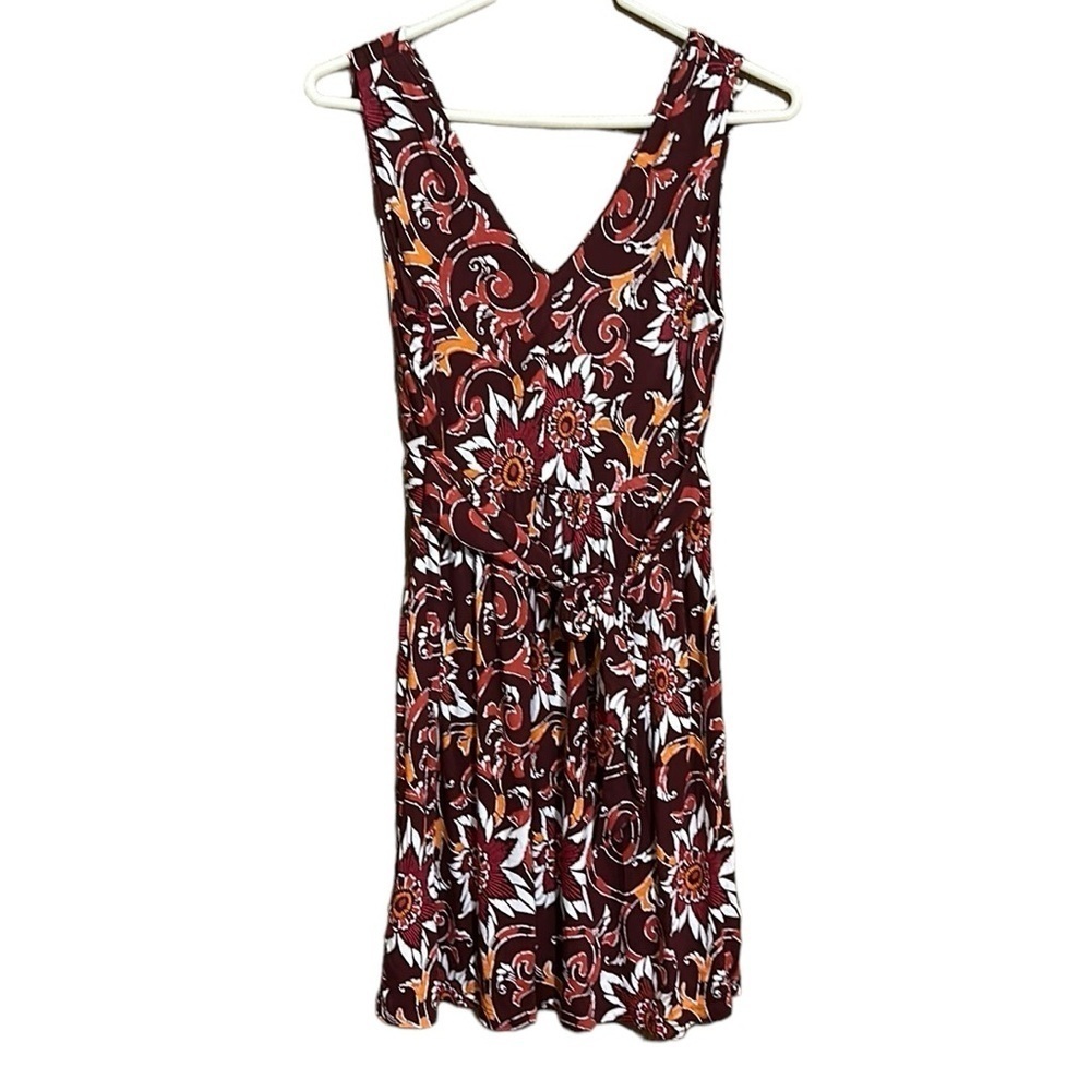 LOFT Floral Sleeveless Burgundy Dress Size SP NWT